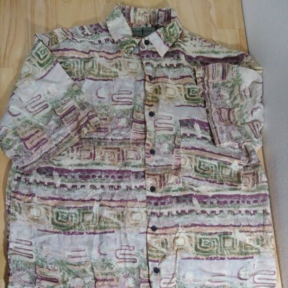 Vintage Robert Stock Abstract Pattern Silk Shirt - Picture 2 of 8